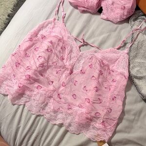 SKIMS Pink Heart Lace Chemise
